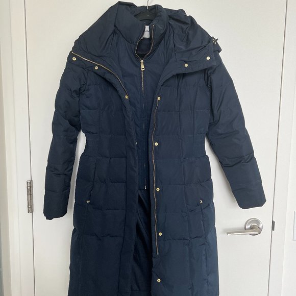 Cole Haan| Hooded Down & Feather Jacket| Navy Blue | Size:xs - Picture 1 of 8